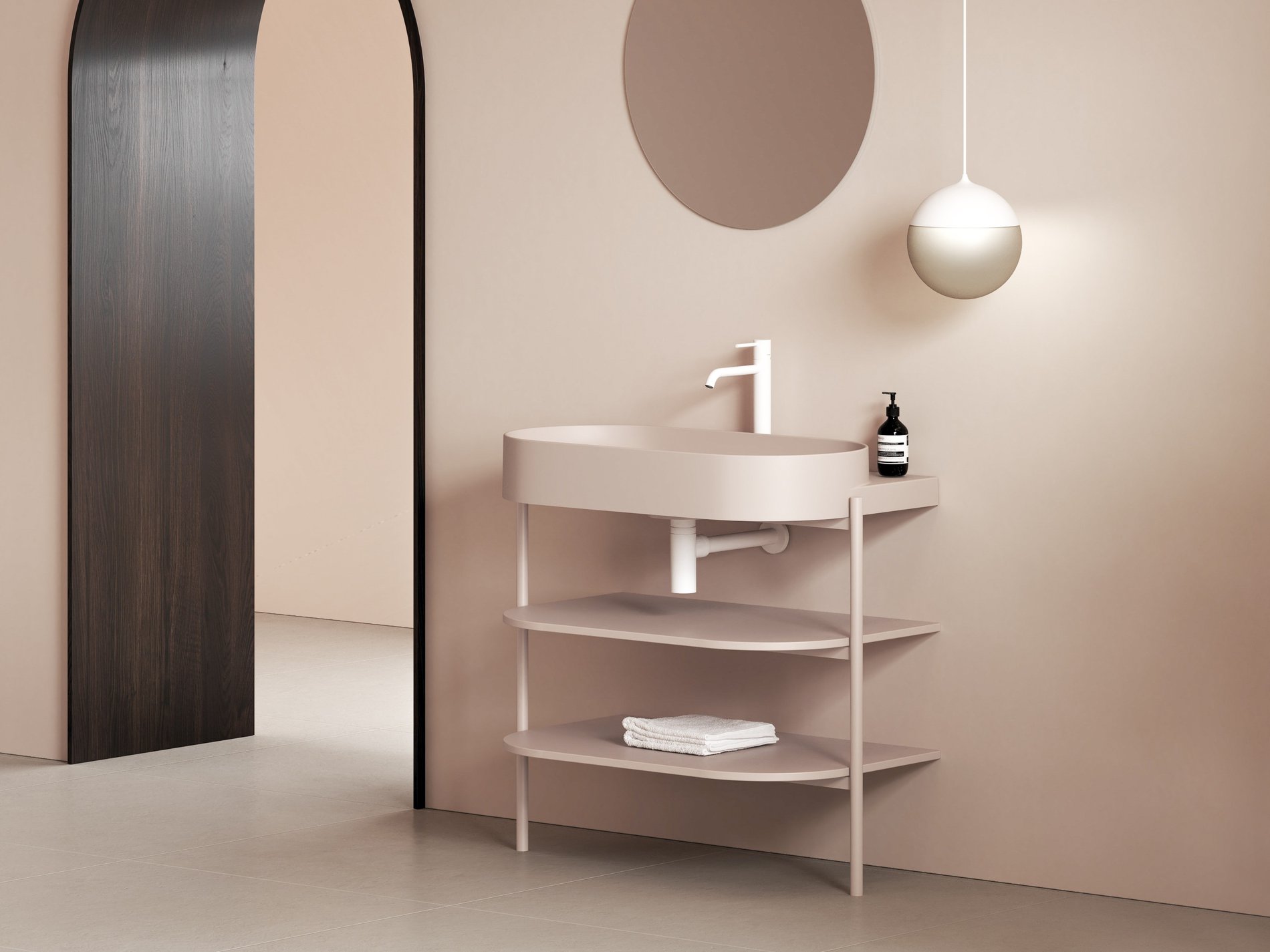 Ravak Yard 80 kerámiamosdó Alabaster Pink – Pultra építhető mosdók