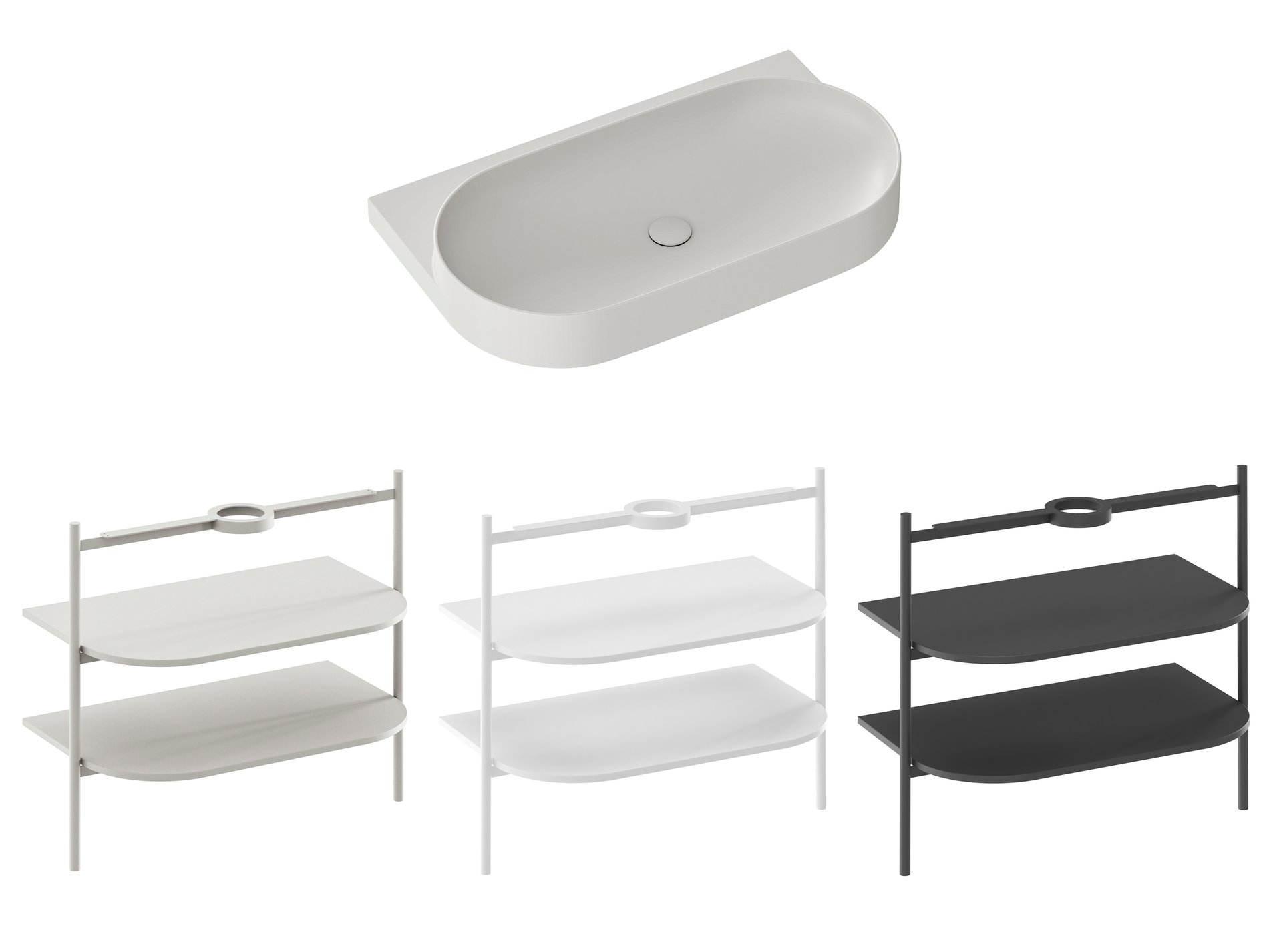Ravak Yard 80 kerámiamosdó Smoke Grey – Szürke, Pultra építhető mosdók