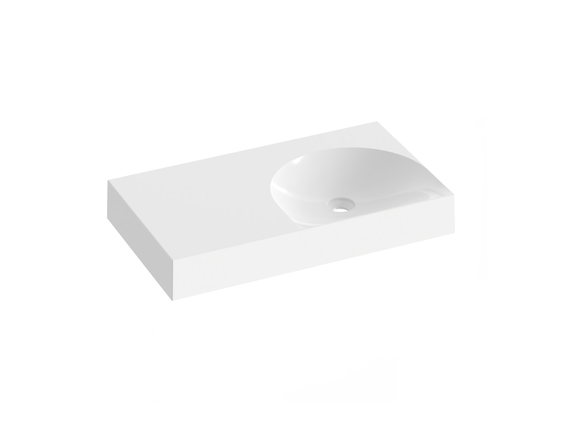 Ravak Lite 80/45 mosdó bal fehér, túlfolyó és csaptelep furat nélkül – Fali mosdók