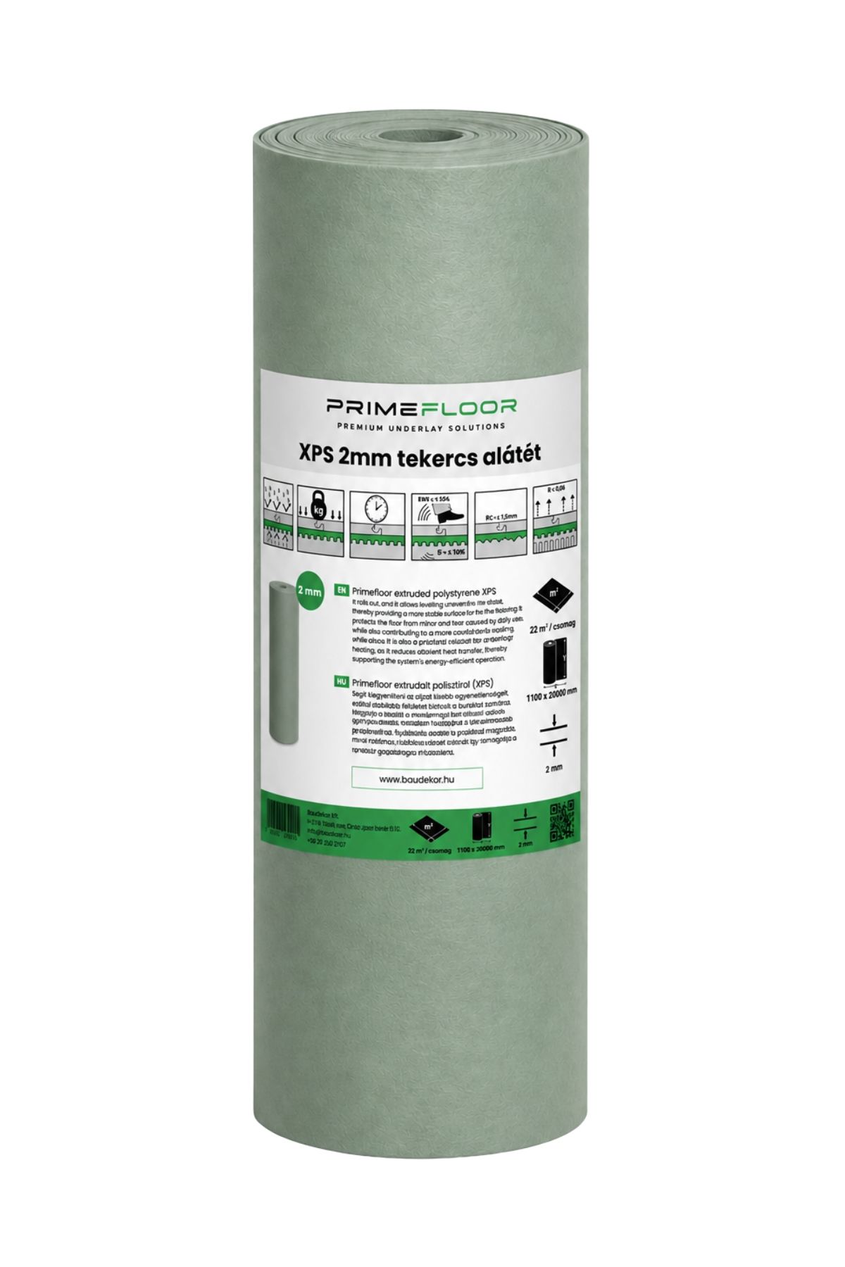 PrimeFloor 2 tekercs alátét 22 m2 – Padlóalátét